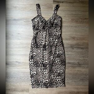 cheetah print bodycon midi dress
